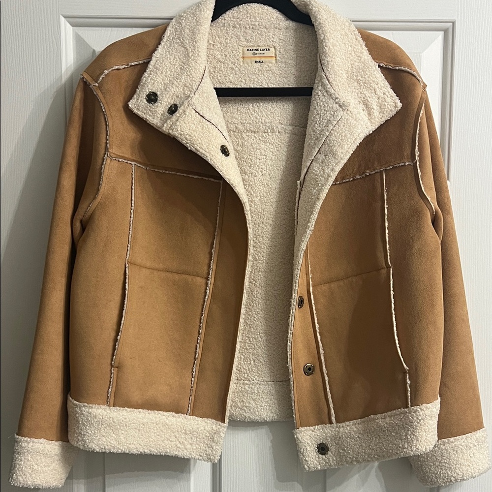 Marine Layer “Asheville” jacket - suede shearling jacket, size small